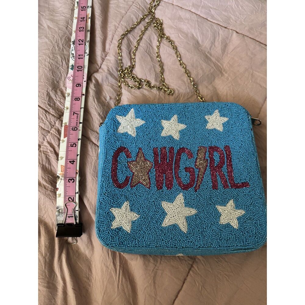 Lily Jane Boutique Blue Beaded “Cowgirl” Crossbody Bag - Picture 6 of 7
